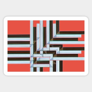 Multyplied parallel and perpendicular variations hand-drawn color pen lines in soft red Sticker